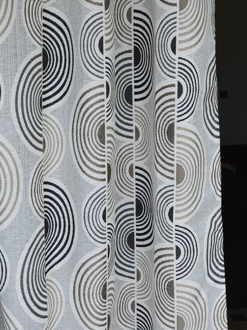 Rideau Jacquard Motif Demi-Cercles Noir - Kiabi