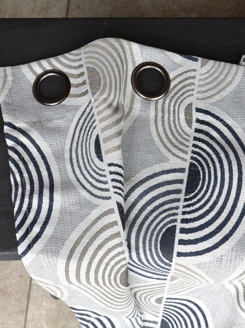 Rideau Jacquard Motif Demi-Cercles - Kiabi