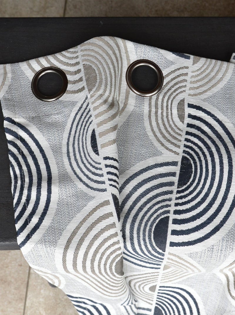 Rideau Jacquard Motif Demi-Cercles Noir - Kiabi
