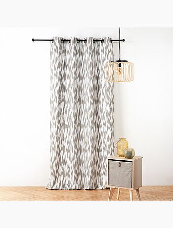 Rideau jacquard motif ikat en fils upcyclés