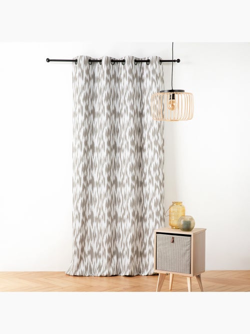 Rideau jacquard motif ikat en fils upcyclés - Kiabi