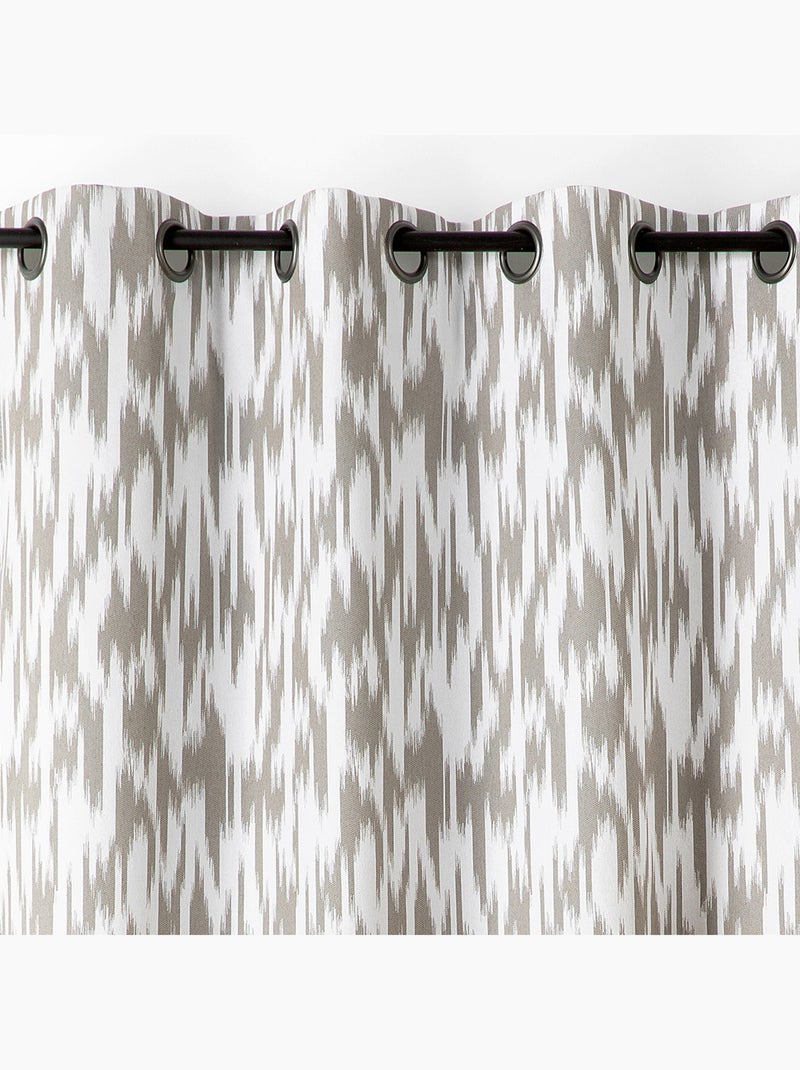 Rideau jacquard motif ikat en fils upcyclés Beige - Kiabi