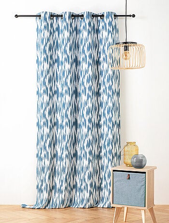 Rideau jacquard motif ikat en fils upcyclés