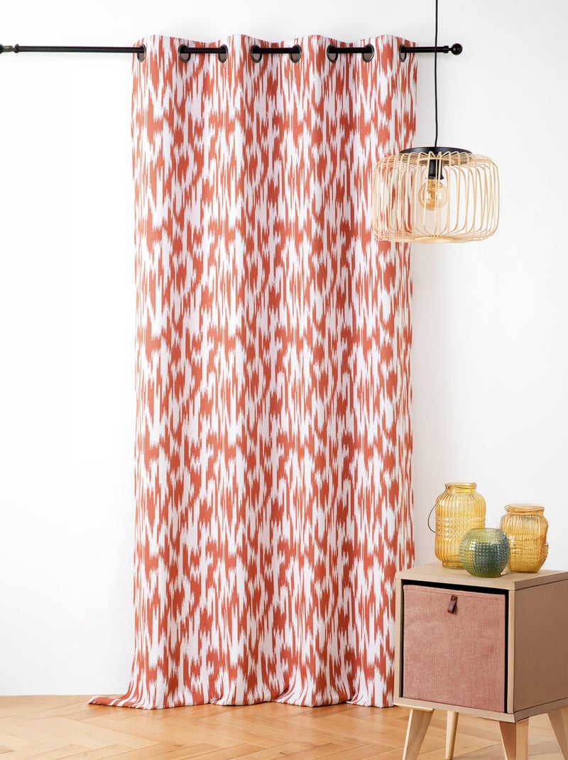 Rideau jacquard motif ikat en fils upcyclés Orange - Kiabi