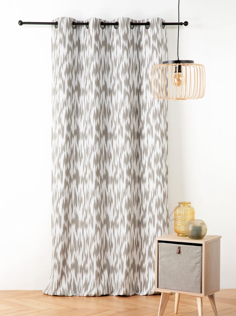 Rideau jacquard motif ikat en fils upcyclés Taupe - Kiabi