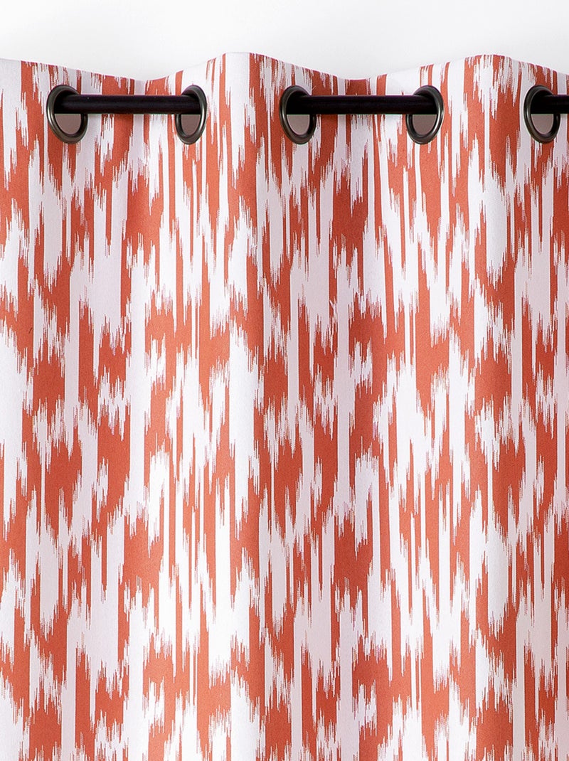 Rideau jacquard motif ikat en fils upcyclés Terracotta - Kiabi