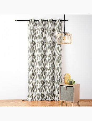 Rideau jacquard motif ikat en fils upcyclés