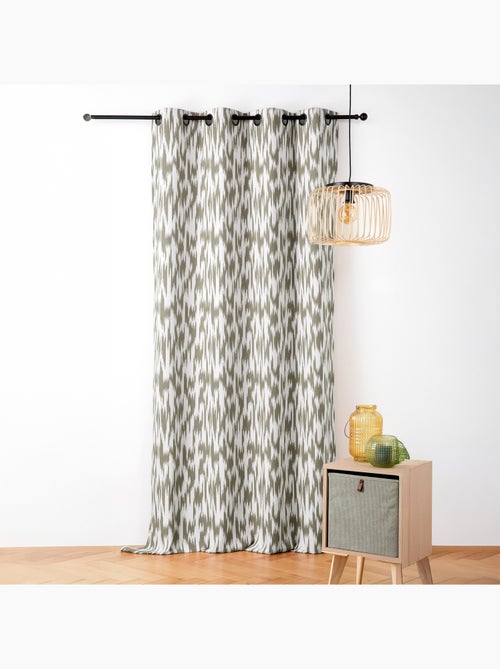 Rideau jacquard motif ikat en fils upcyclés - Kiabi