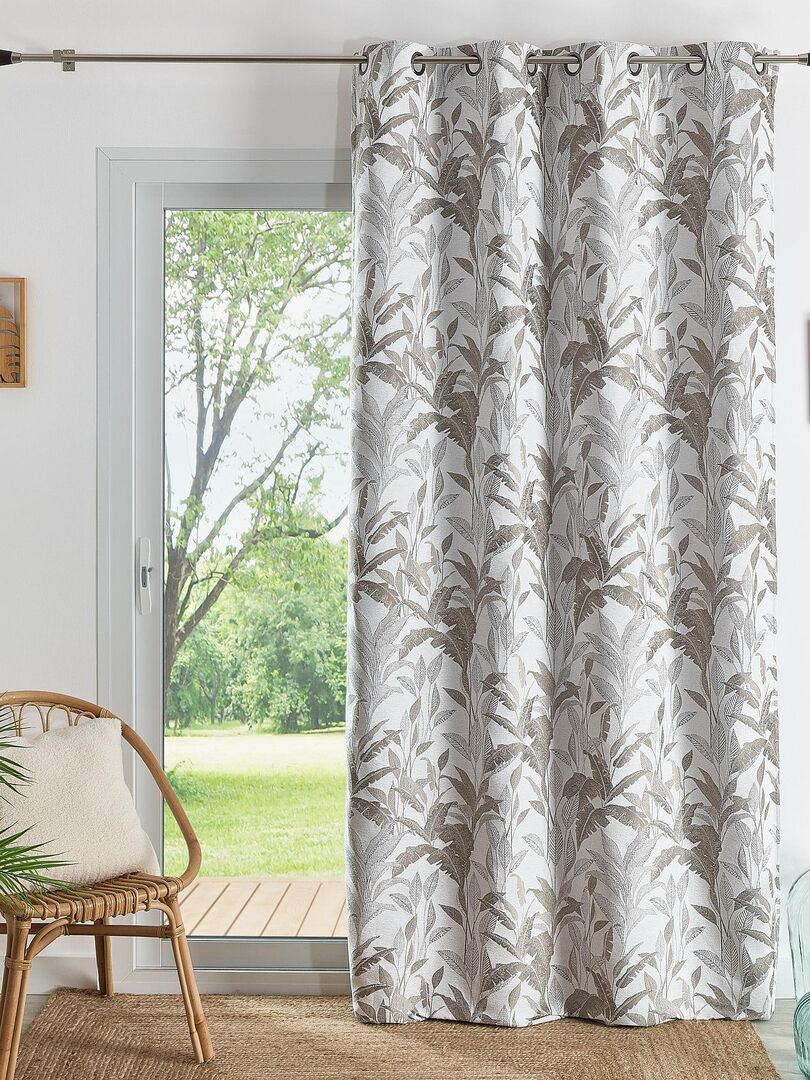 Rideau Jacquard Motif Jungle Blanc - Kiabi