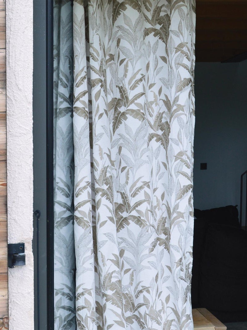 Rideau Jacquard Motif Jungle Blanc - Kiabi