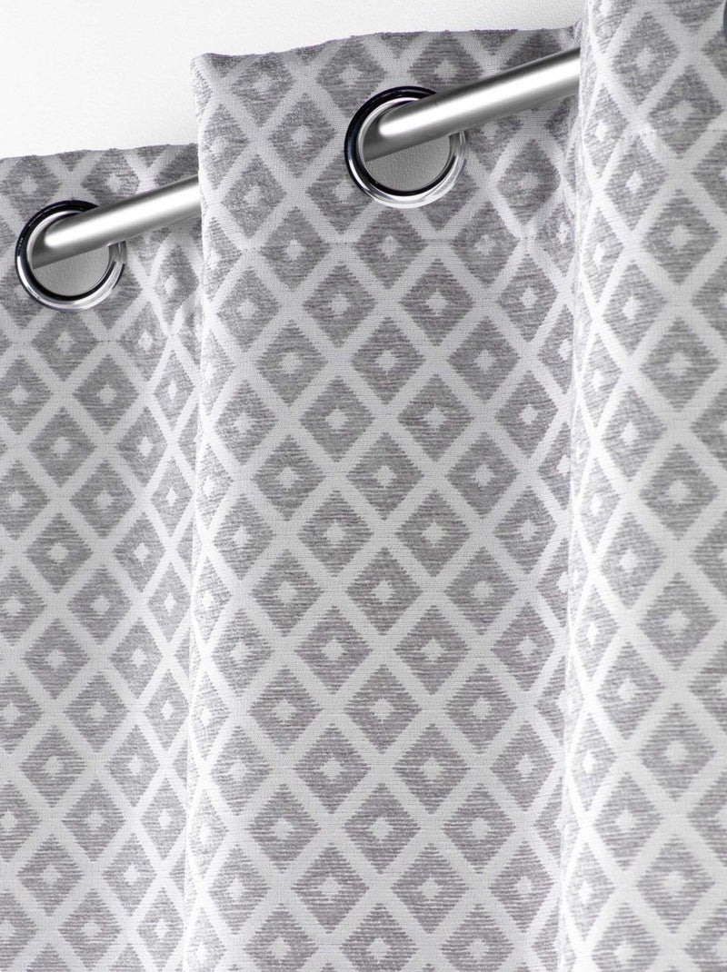 Rideau Jacquard motif losange Gris - Kiabi