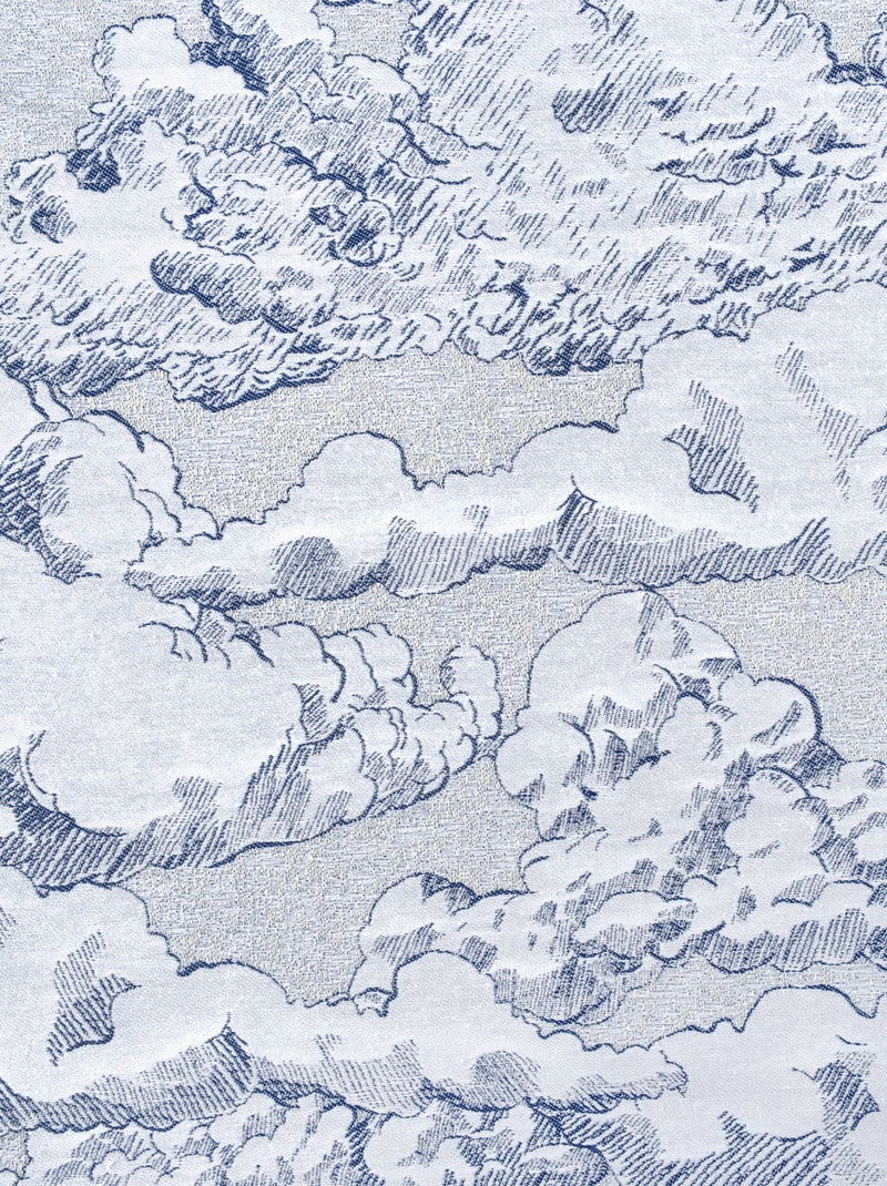 Rideau jacquard motif nuage à oeillets Bleu foncé - Kiabi