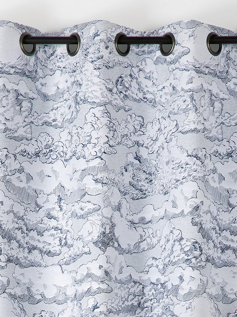 Rideau jacquard motif nuage à oeillets Bleu foncé - Kiabi