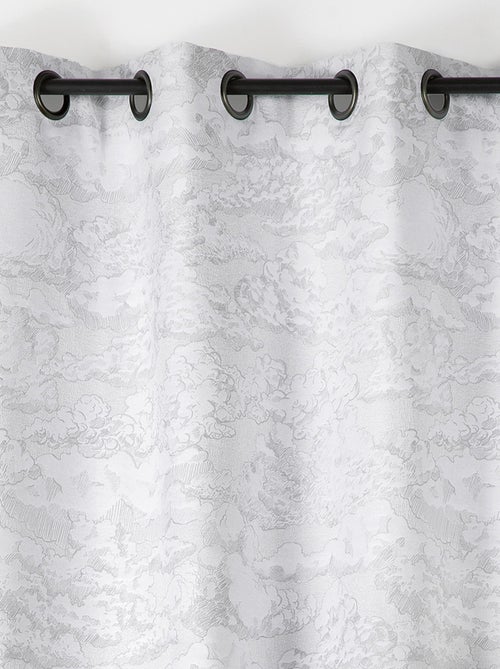 Rideau jacquard motif nuage à oeillets - Kiabi