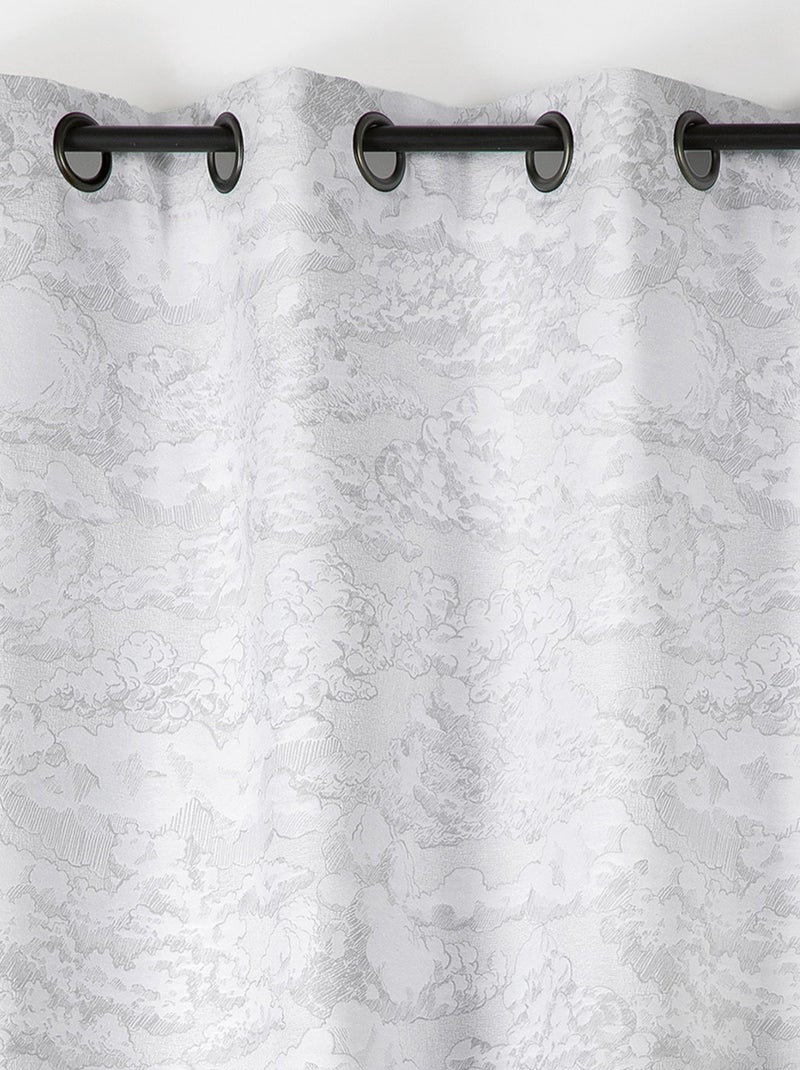 Rideau jacquard motif nuage à oeillets Gris - Kiabi