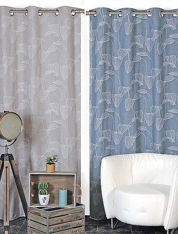 Rideau Jacquard motif palmes, à œillets.