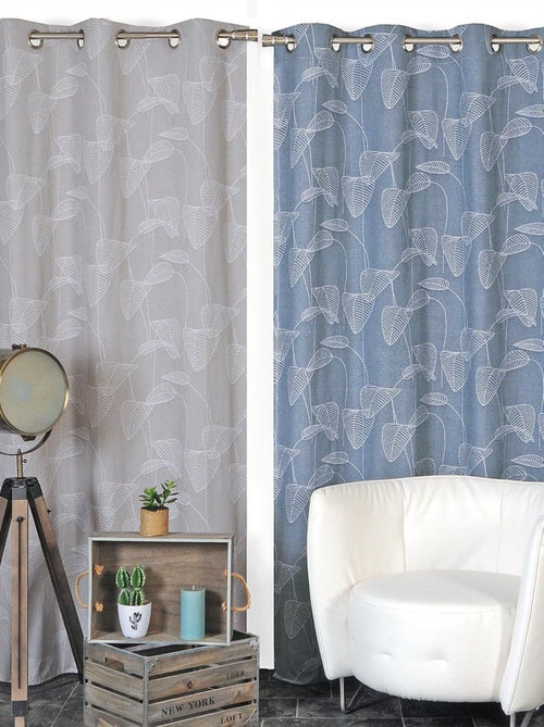 Rideau Jacquard motif palmes, à œillets. - Kiabi