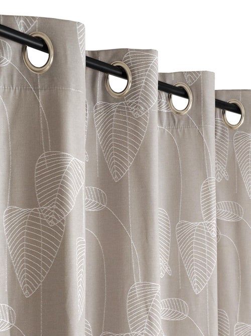 Rideau Jacquard motif palmes, à œillets. - Kiabi
