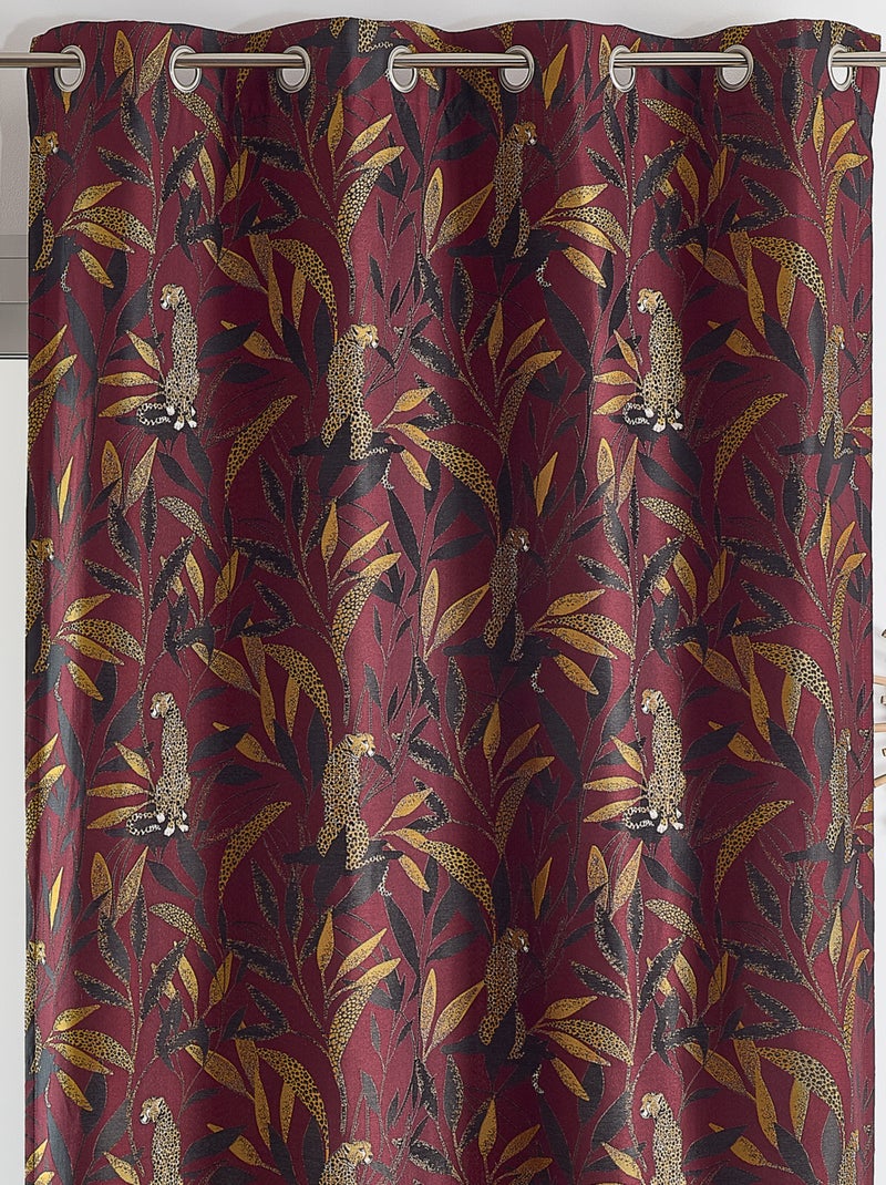 Rideau Jacquard motif panthère Bordeaux - Kiabi