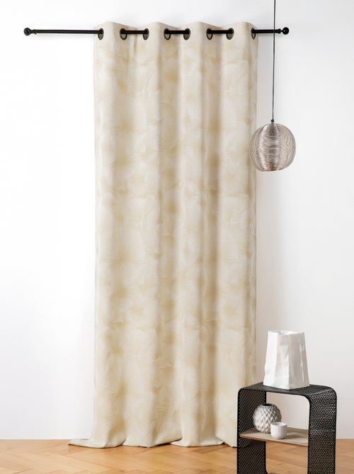 Rideau jacquard motif soleil à oeillets - Kiabi