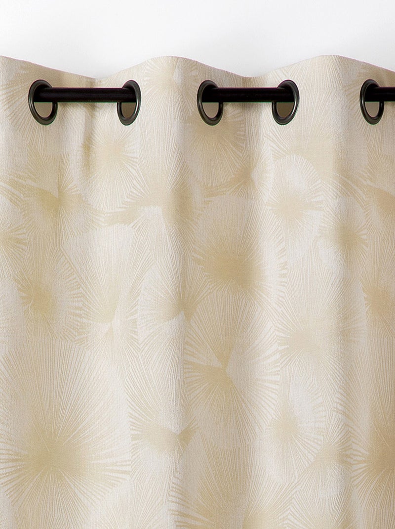 Rideau jacquard motif soleil à oeillets Beige - Kiabi