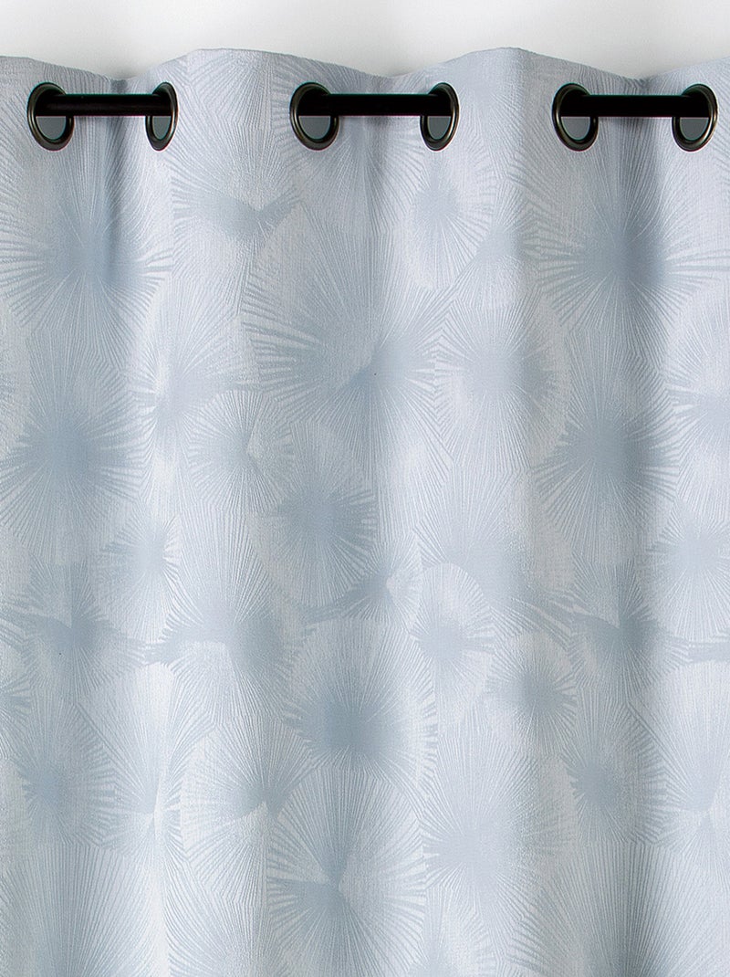 Rideau jacquard motif soleil à oeillets Bleu ciel - Kiabi