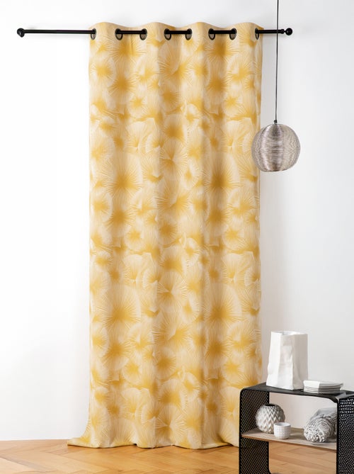 Rideau jacquard motif soleil à oeillets - Kiabi