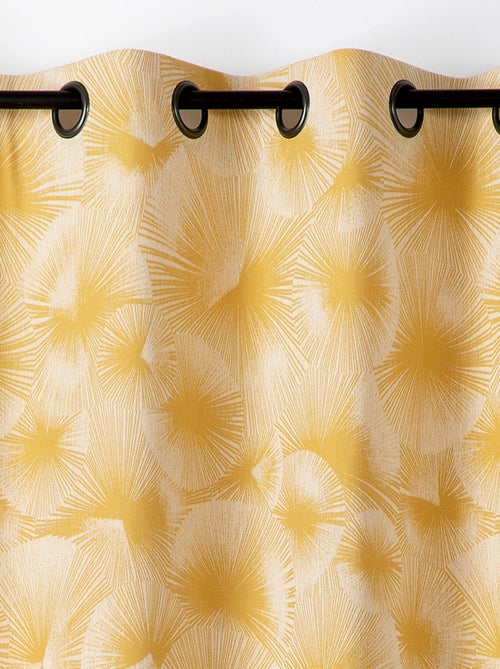 Rideau jacquard motif soleil à oeillets - Kiabi
