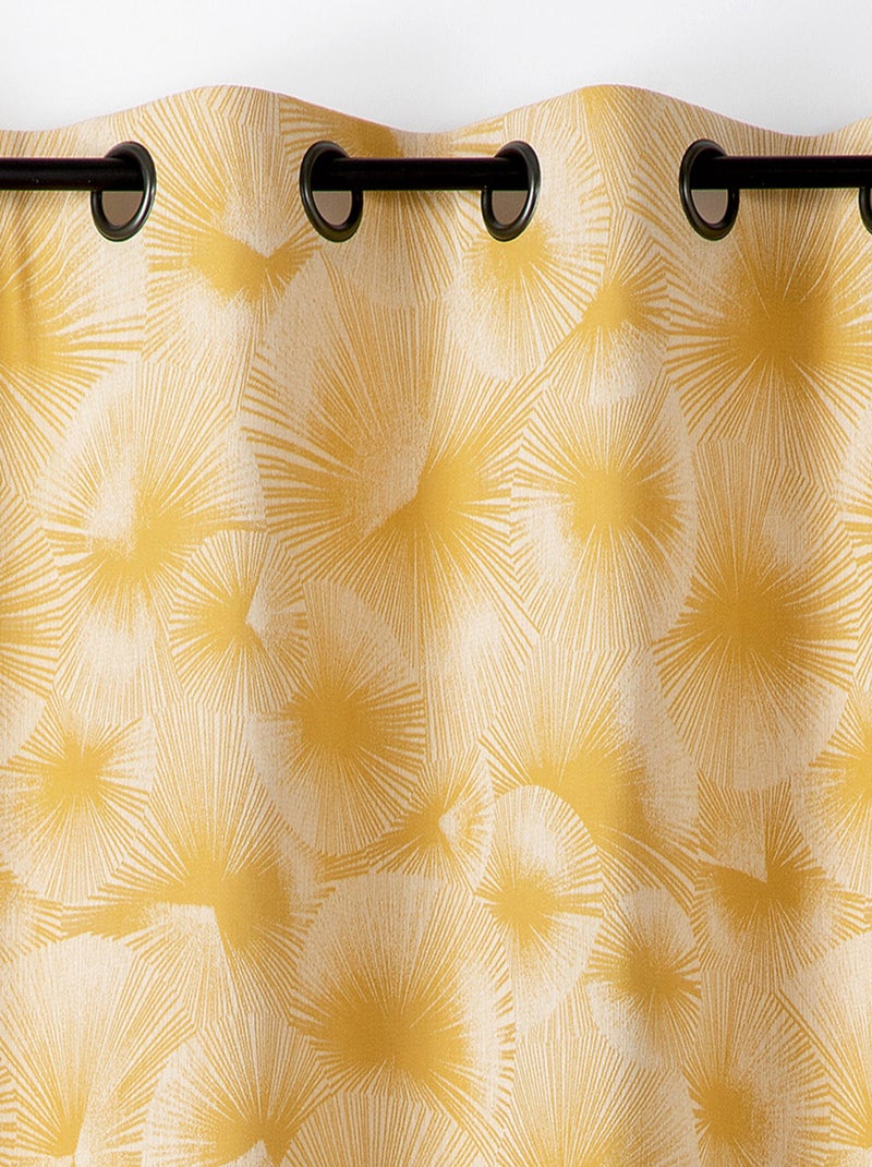 Rideau jacquard motif soleil à oeillets Jaune - Kiabi