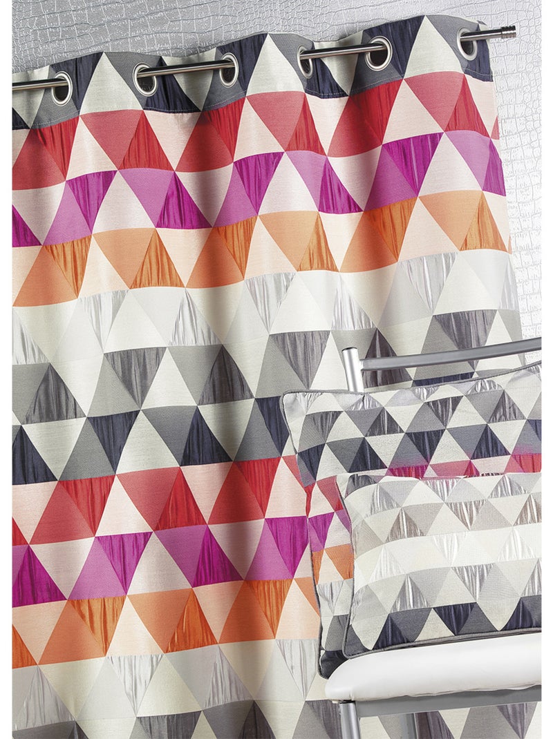 Rideau jacquard motif triangles Orange - Kiabi