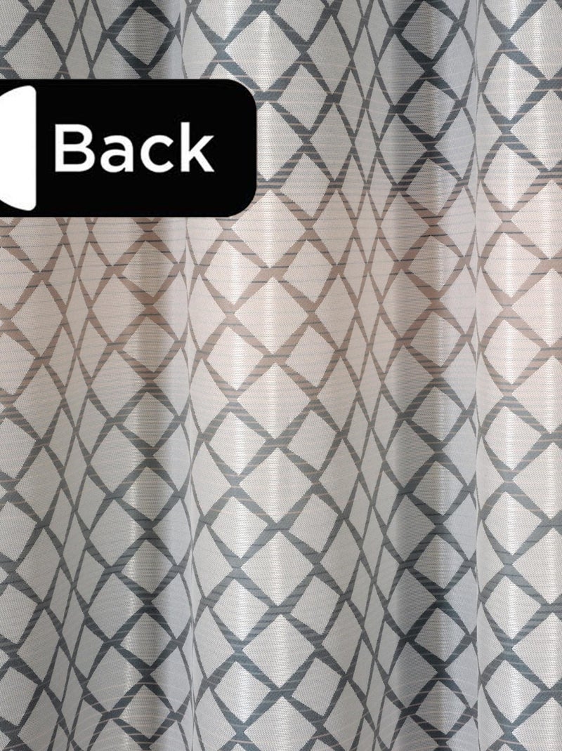 Rideau Jacquard motifs géométrique - prêt à poser. Bleu - Kiabi