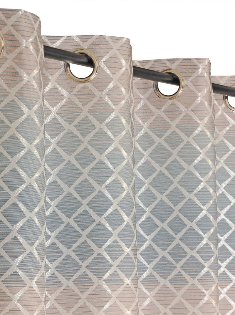 Rideau Jacquard motifs géométrique - prêt à poser. Bleu - Kiabi