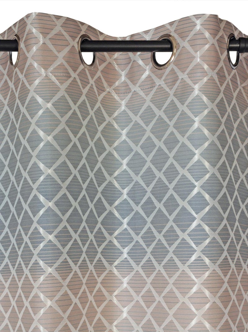 Rideau Jacquard motifs géométrique - prêt à poser. Bleu - Kiabi