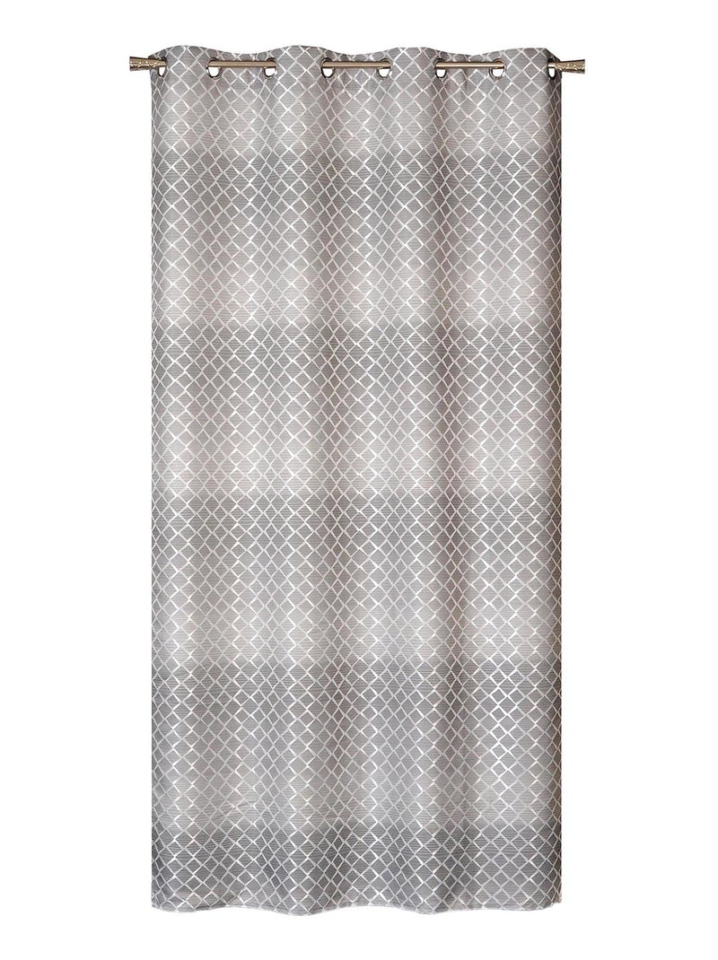 Rideau Jacquard motifs géométrique - prêt à poser. Gris Argenté - Kiabi