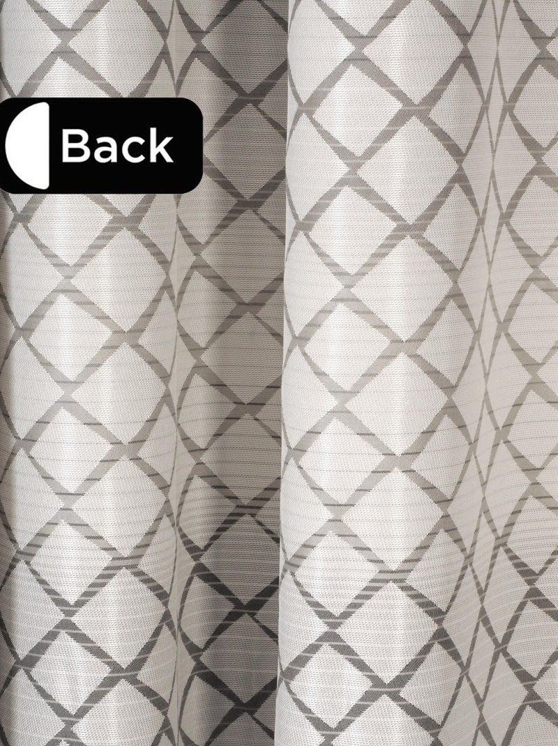 Rideau Jacquard motifs géométrique - prêt à poser. Gris Argenté - Kiabi