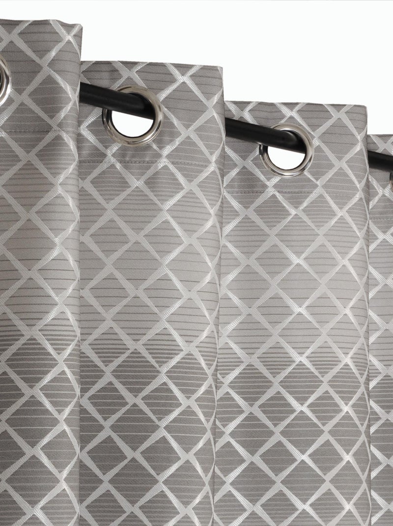 Rideau Jacquard motifs géométrique - prêt à poser. Gris Argenté - Kiabi