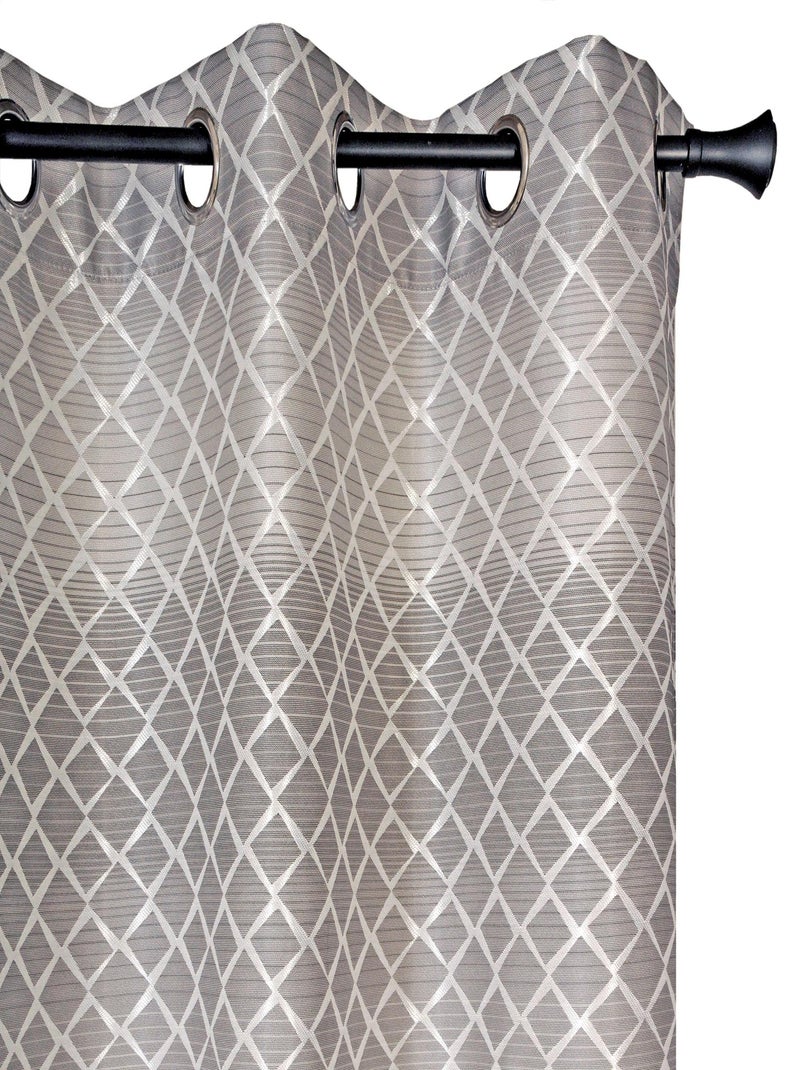 Rideau Jacquard motifs géométrique - prêt à poser. Gris Argenté - Kiabi