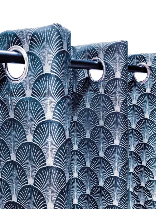 Rideau Jacquard motifs queue de Paon - prêt à Poser - Dylrev - Kiabi