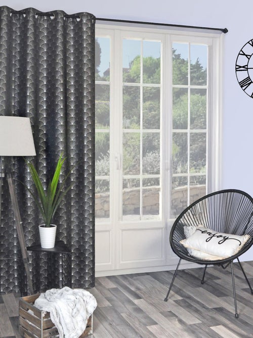 Rideau Jacquard motifs queue de Paon - prêt à Poser. - Kiabi