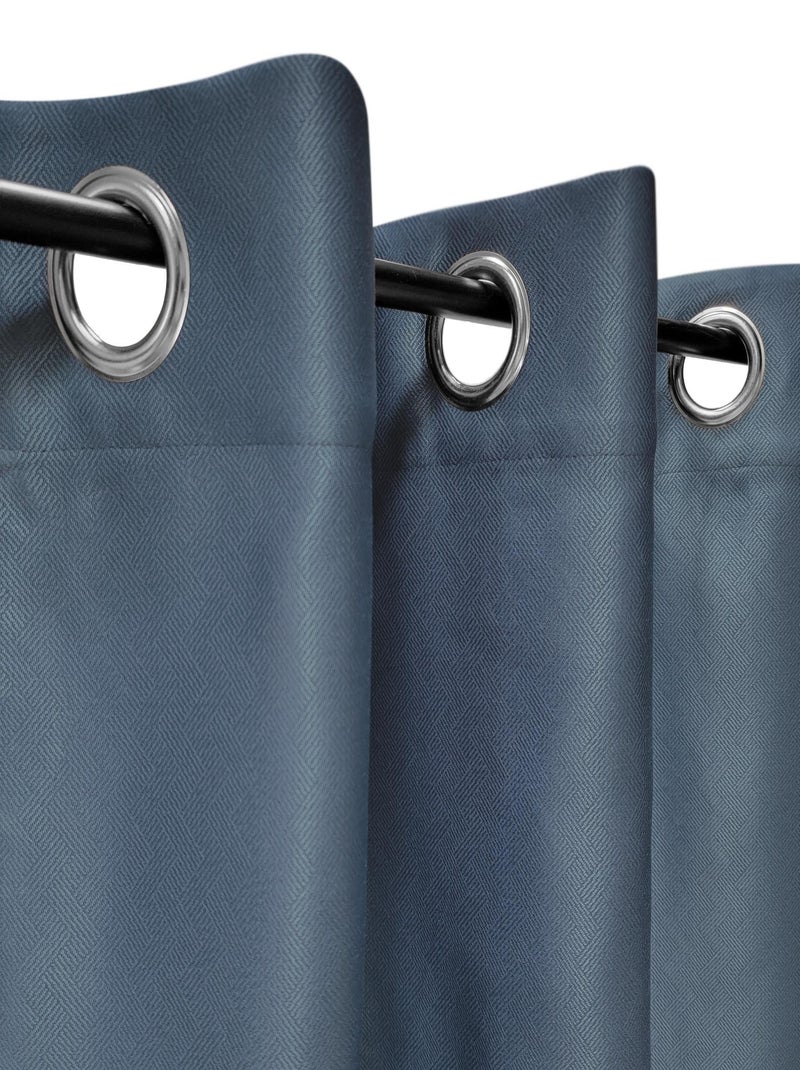 Rideau Jacquard obscurissant prêt à poser. Bleu marine - Kiabi