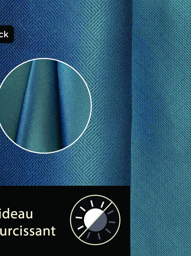 Rideau Jacquard obscurissant prêt à poser. Bleu marine - Kiabi