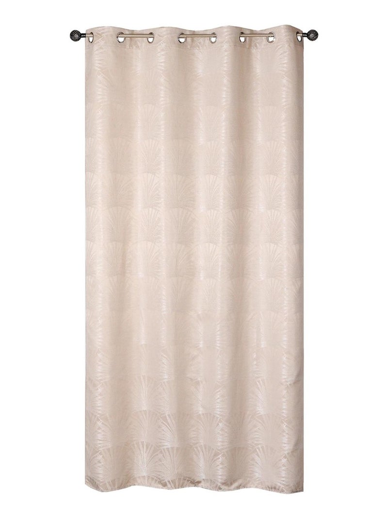 Rideau Jacquard Palme Tropical - prêt à Poser - Dylrev Beige - Kiabi