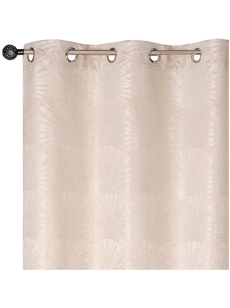 Rideau Jacquard Palme Tropical - prêt à Poser. Beige - Kiabi