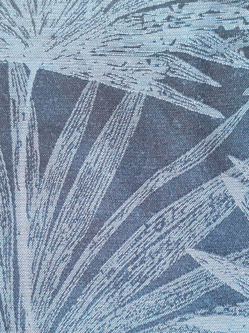 Rideau Jacquard Palme Tropical - prêt à Poser. Bleu nuit - Kiabi