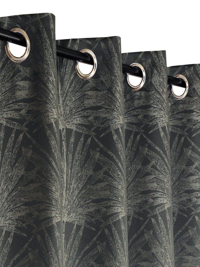 Rideau Jacquard Palme Tropical - prêt à Poser. Kaki - Kiabi