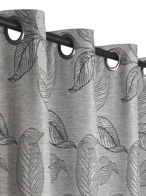 Rideau Jacquard Plombée motif feuille all over - prêt à Poser. - Kiabi