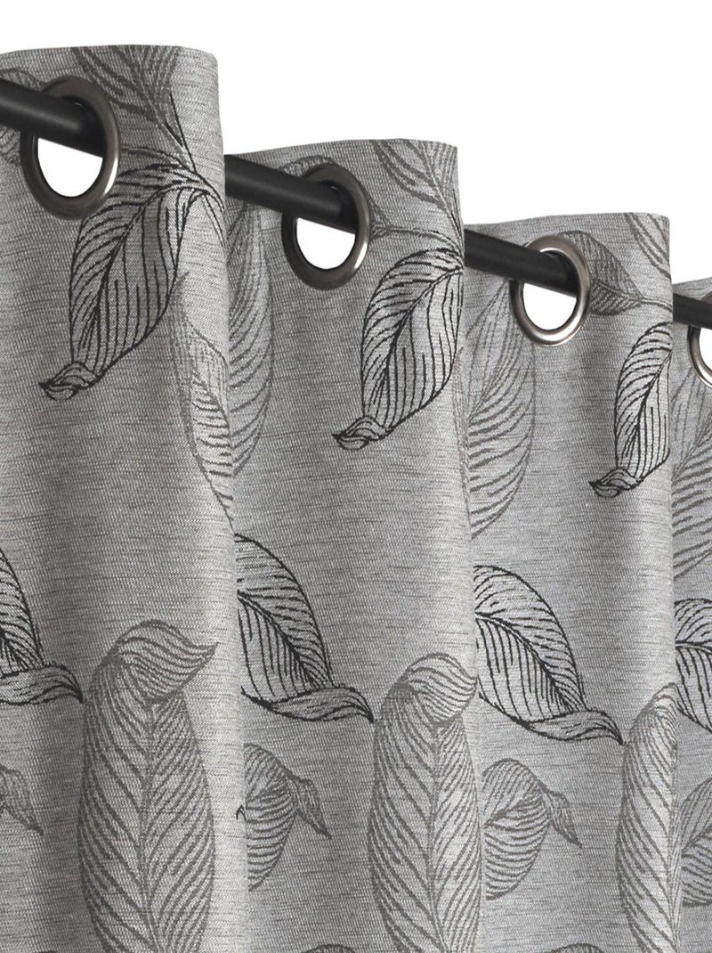 Rideau Jacquard Plombée motif feuille all over - prêt à Poser. Gris Argenté - Kiabi