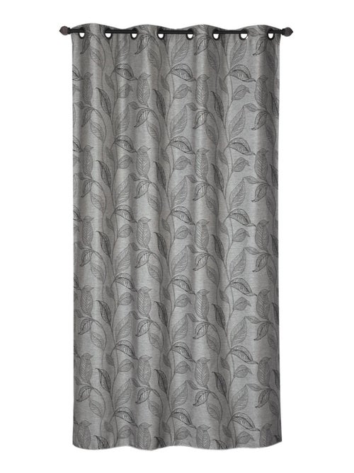 Rideau Jacquard Plombée motif feuille all over - prêt à Poser. - Kiabi