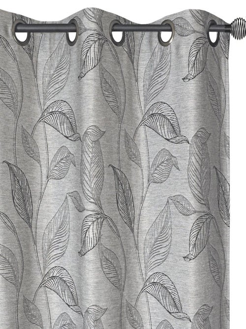 Rideau Jacquard Plombée motif feuille all over - prêt à Poser. - Kiabi