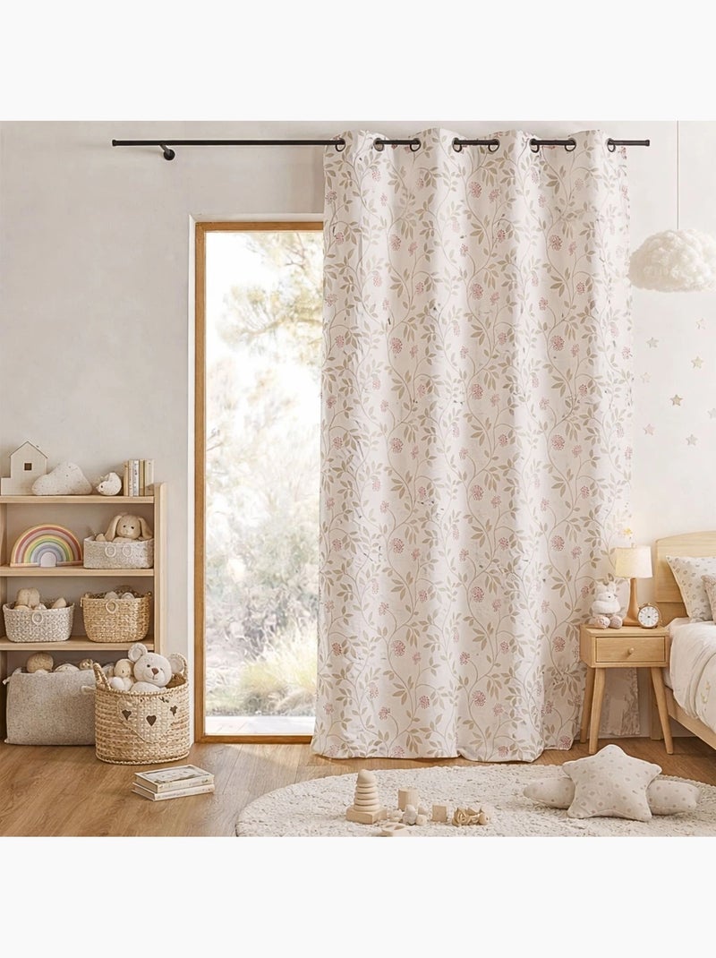 Rideau jacquard polycoton motifs végétaux Beige - Kiabi